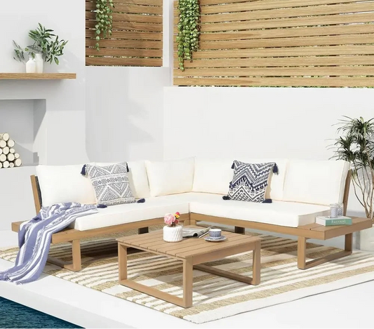 4-Piece Patio Sectional Sofa Set with Built-in Table
