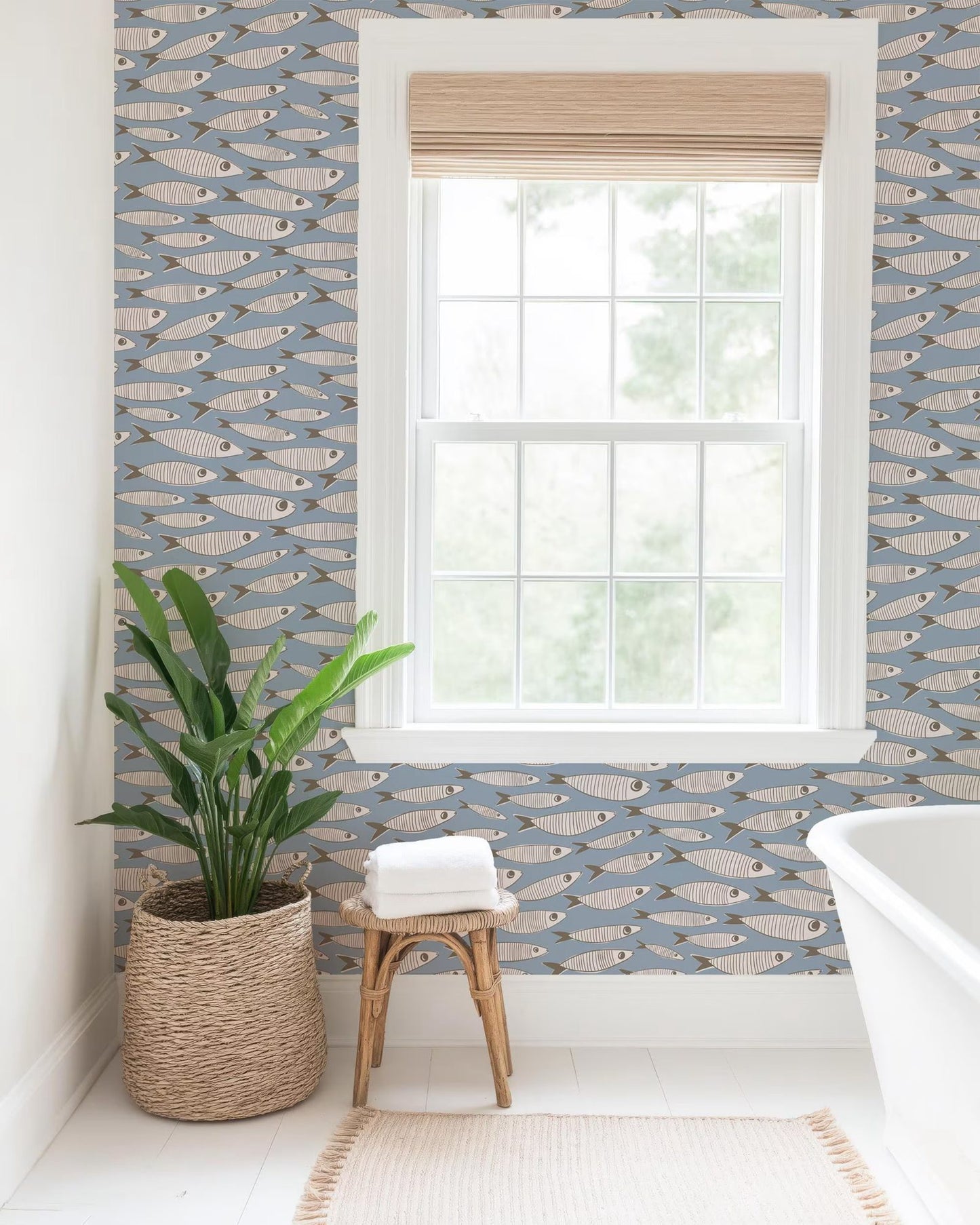 Retro Sardines Peel and Stick Wallpaper