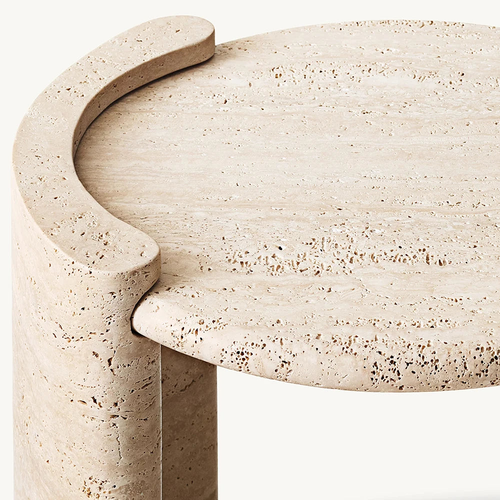 Beige Travertine Custom Side Table
