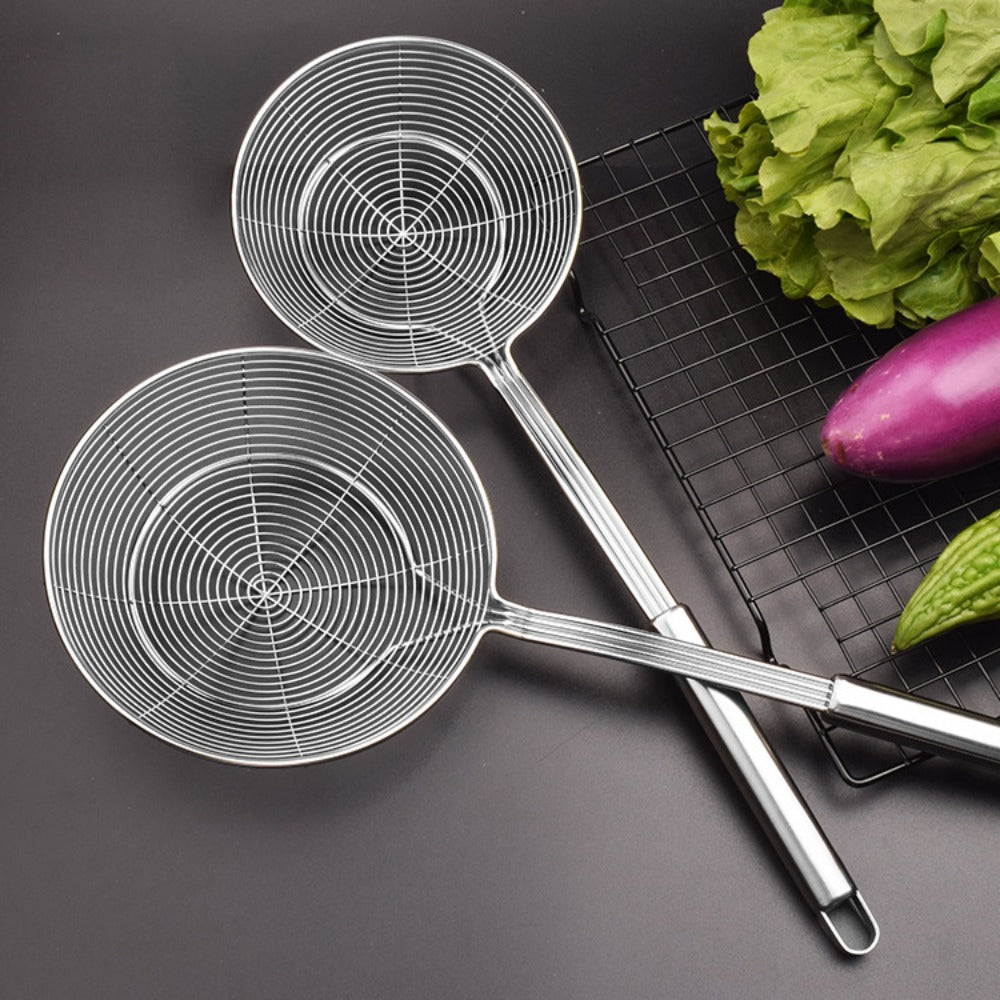 Metal Double Round Deep Frying Spoon