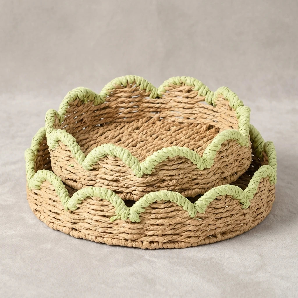 Flower-Shaped Rattan Woven Baskets