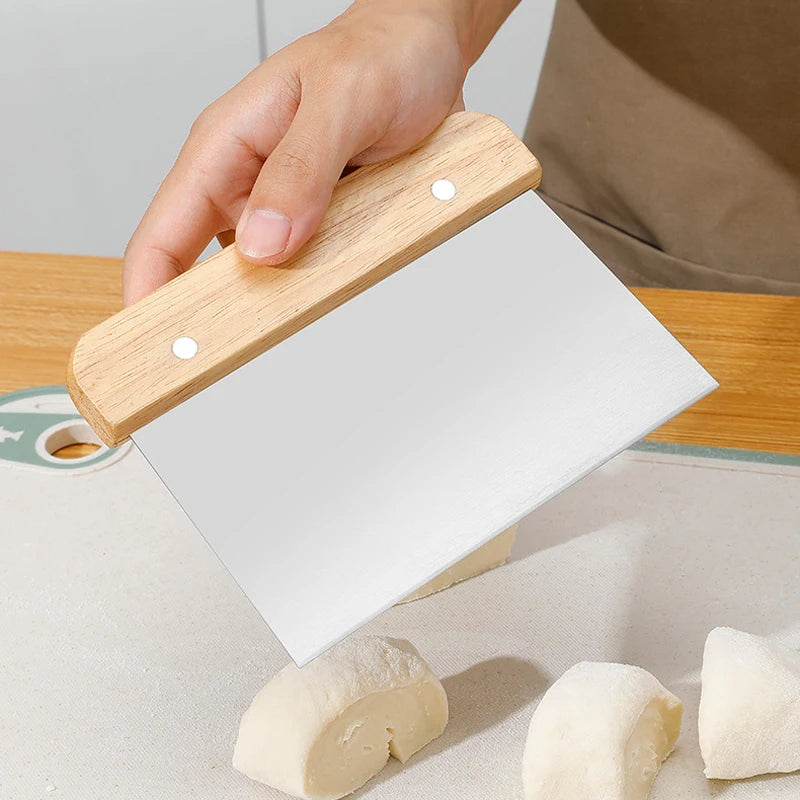 Metal Dough Cutter with Wooden Handle
