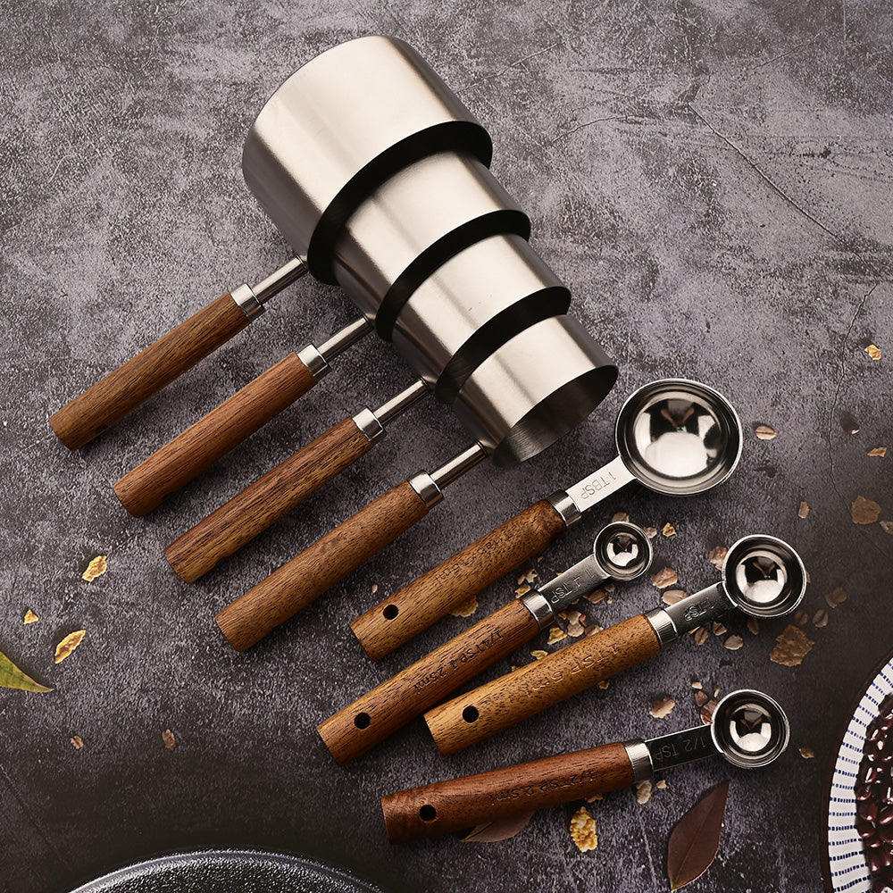 Measuring Cups/Spoons with Wooden Handles (Sets)