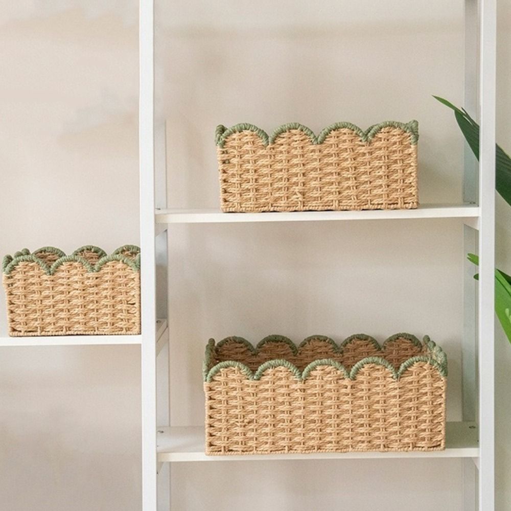 Green Curve Woven Storage Basket
