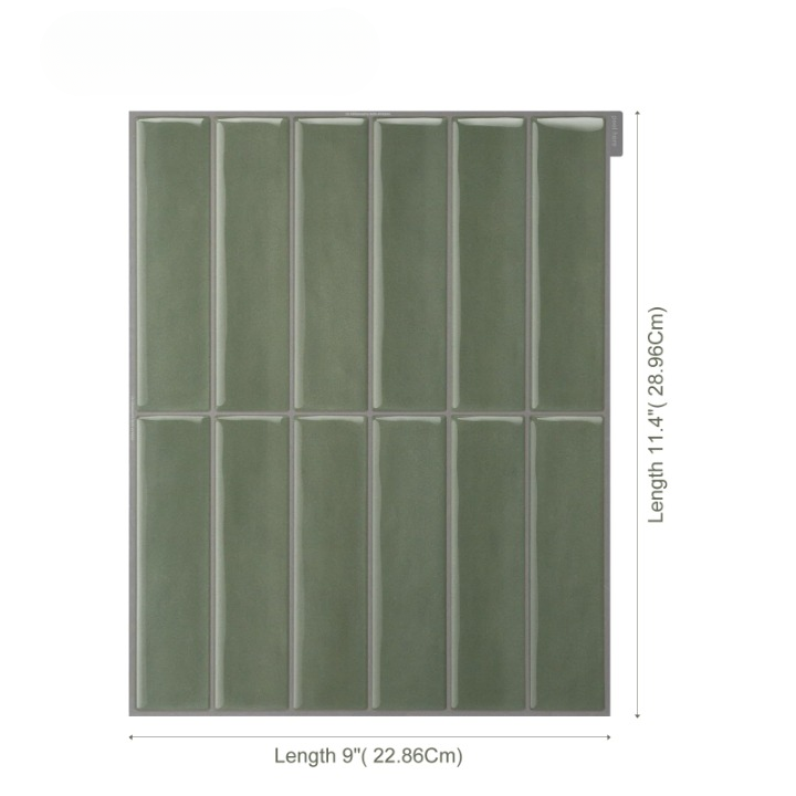 Green Rectangular Peel and Stick Tiles