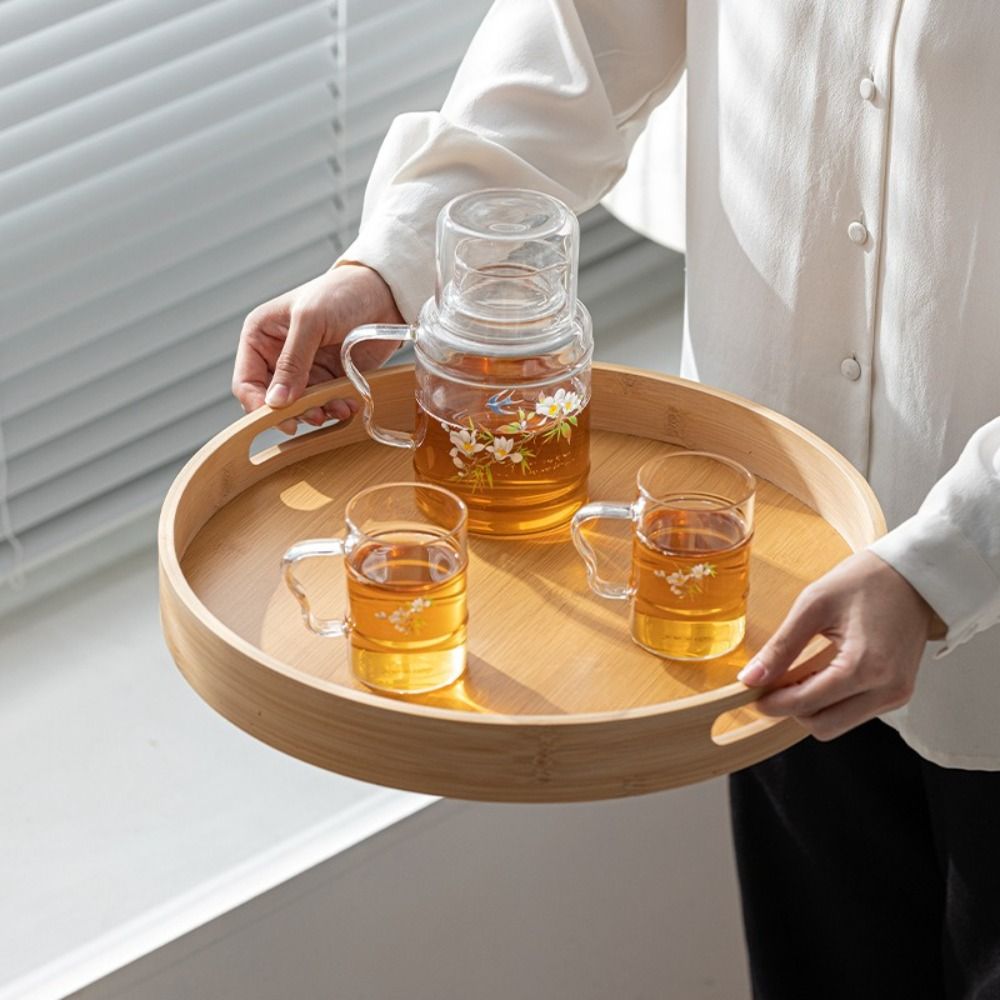 Wooden Round Tray with Handle
