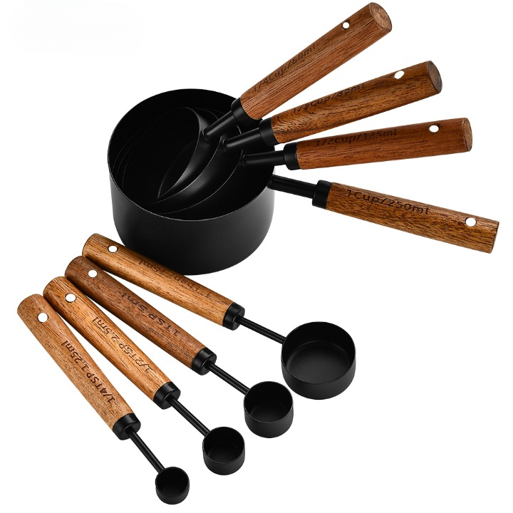 Measuring Cups/Spoons with Wooden Handles (Sets)