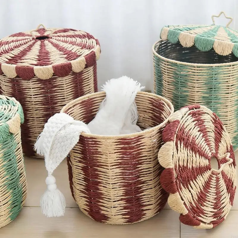 Circus Rattan Woven Baskets With Lid