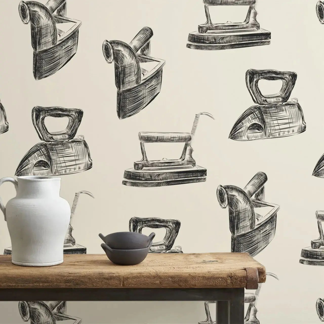 Retro Irons Peel and Stick Wallpaper