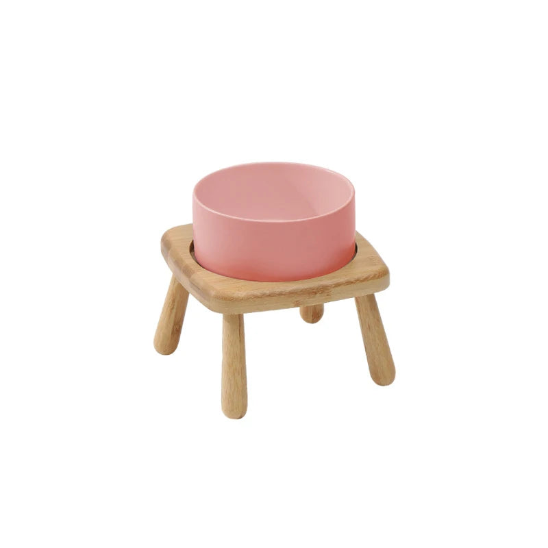 Ceramic Bowls with Oval Wooden Stands