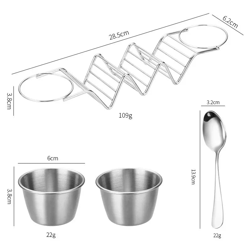Metal Taco Stand with Two Sauce Cups