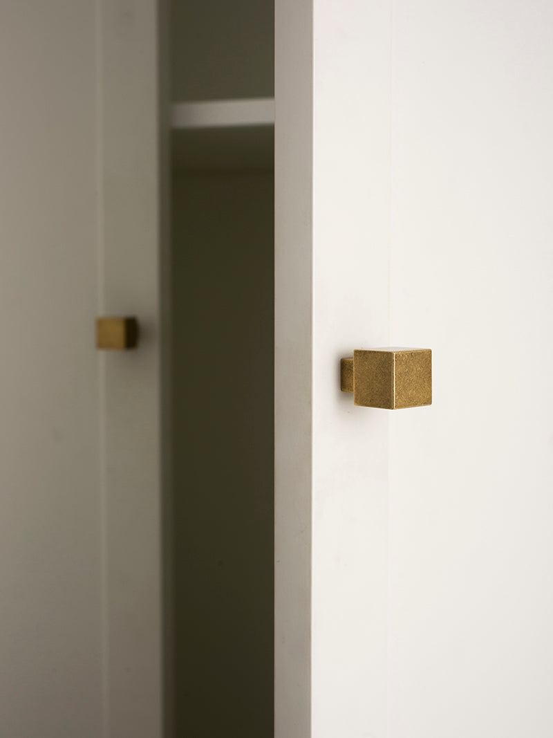 Small Square Solid Brass Handle for Cabinets and Drawers