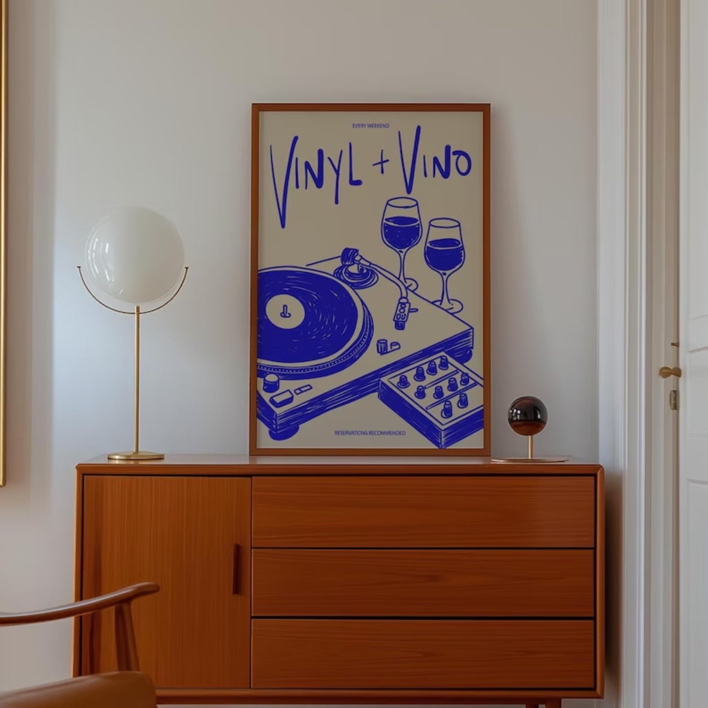 Vinyl & Vino Canvas Poster