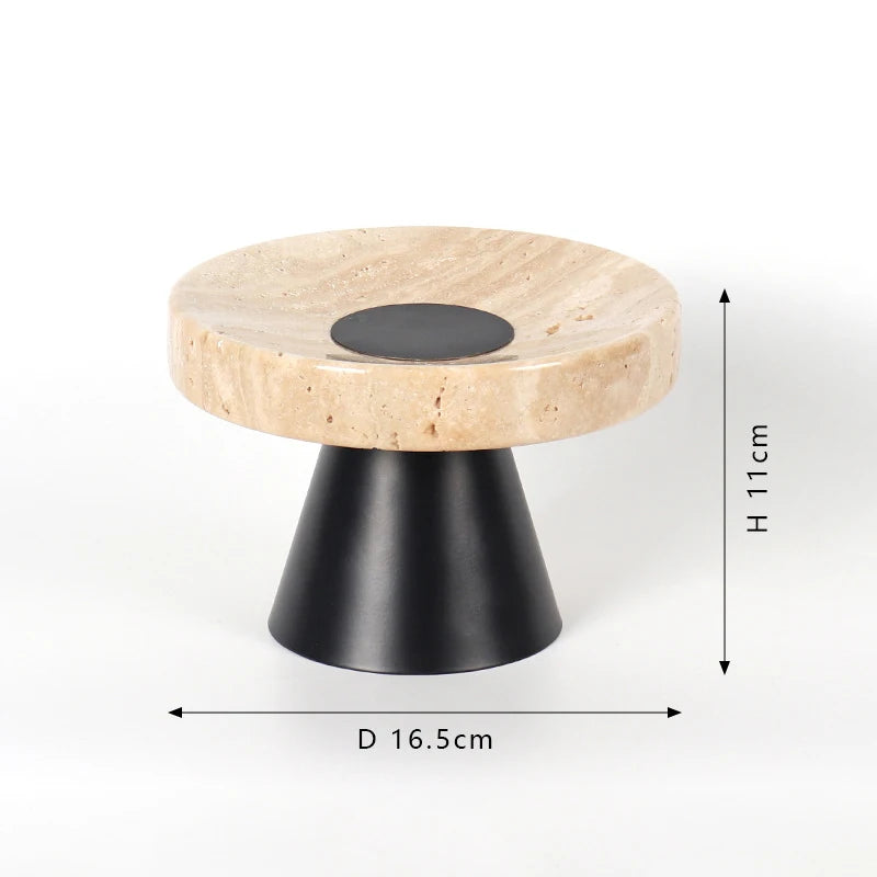 Light Lux Travertine Style Trays with Metal Base