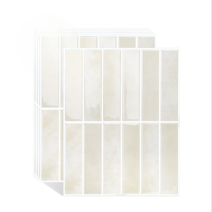 Beige Rectangular Removable Tile Stickers