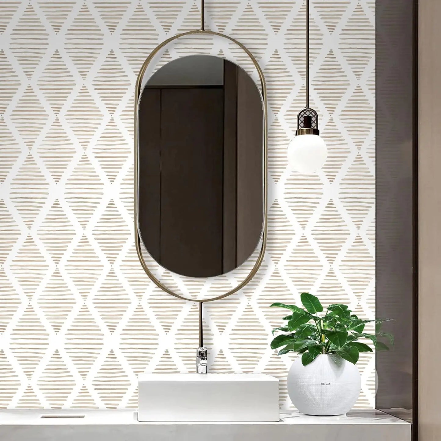 Beige Geometric Peel And Stick Wallpaper