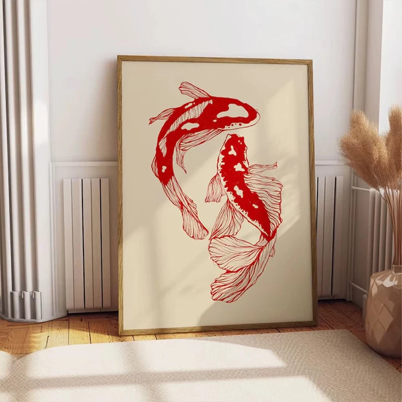 Red Koi Canvas Poster