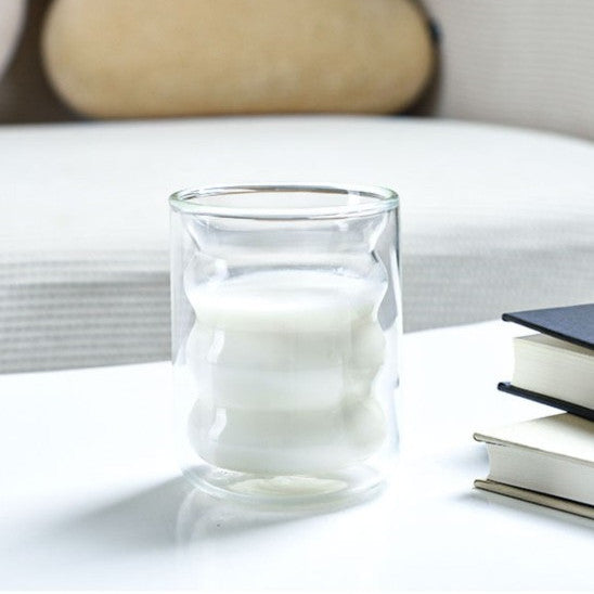 Double Layer Wavey Glass Cup