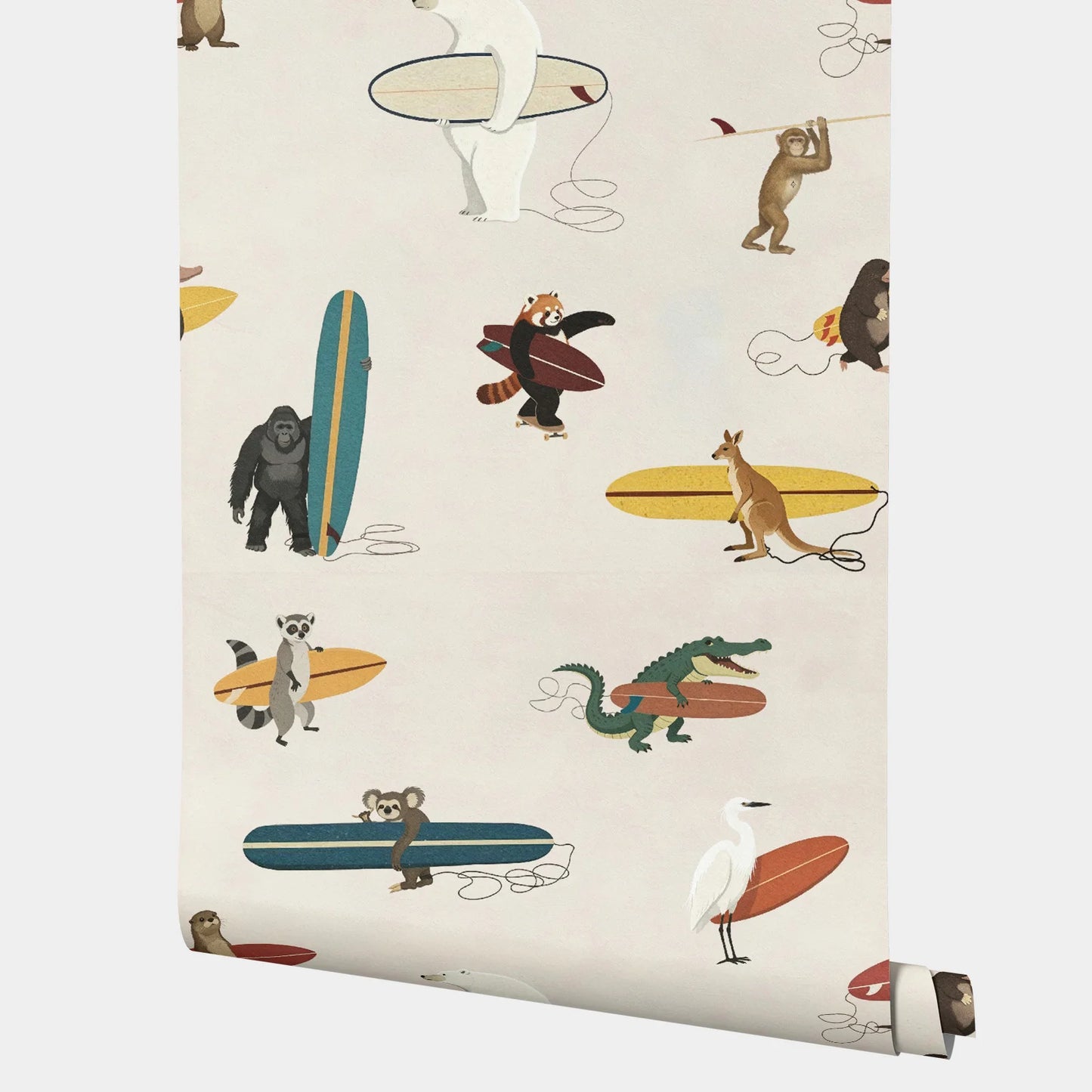 Animal Surfers Peel and Stick Wallpaper