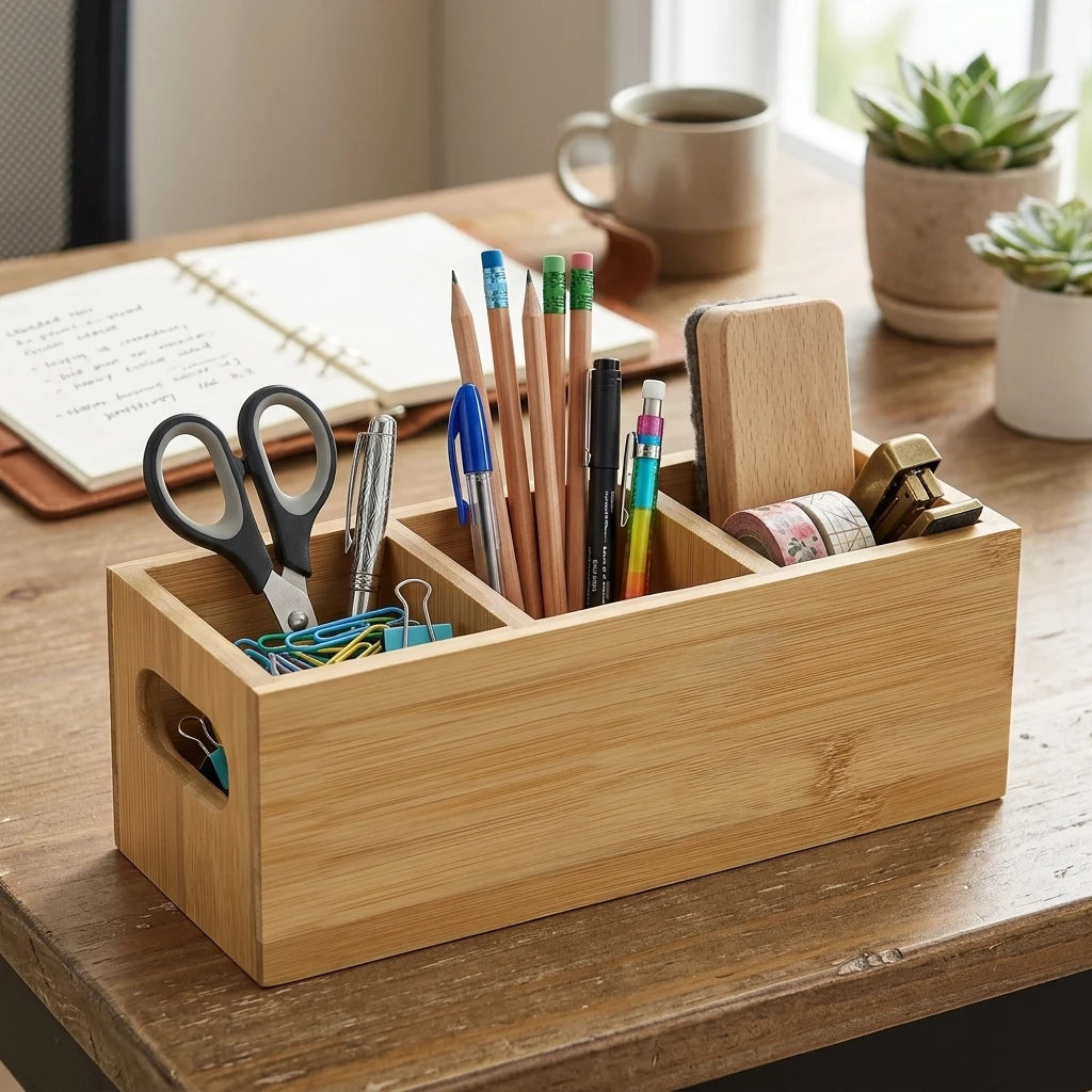 Wooden Desk Organizer with 3 Slots