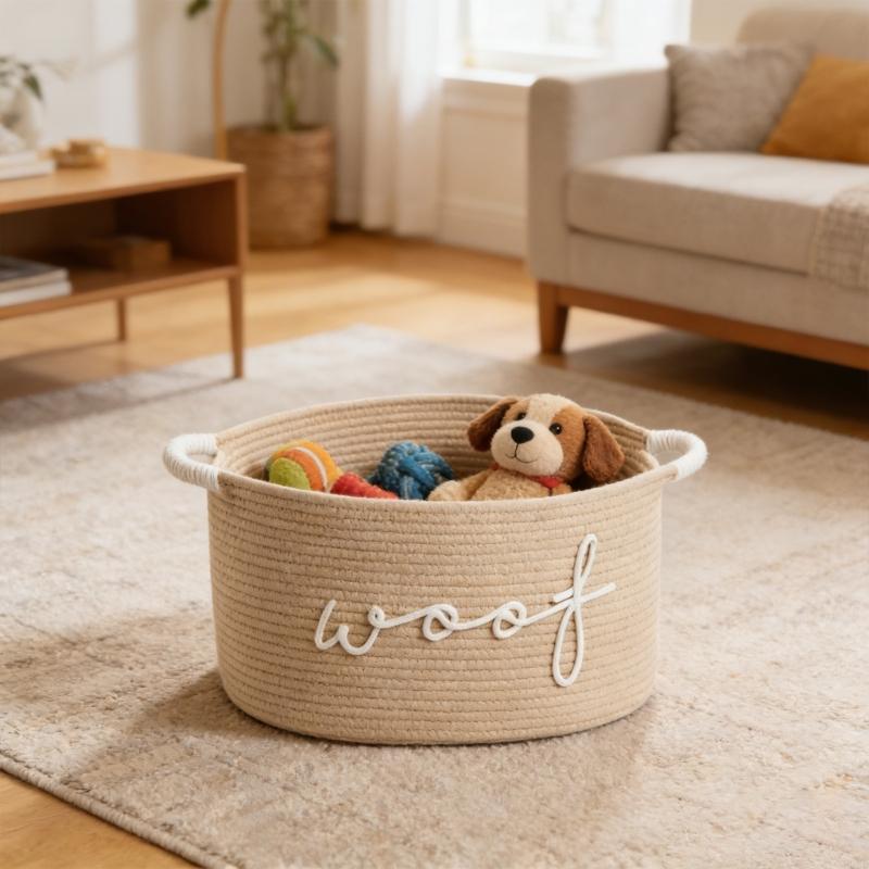 Rope Dog Toy Storage Basket