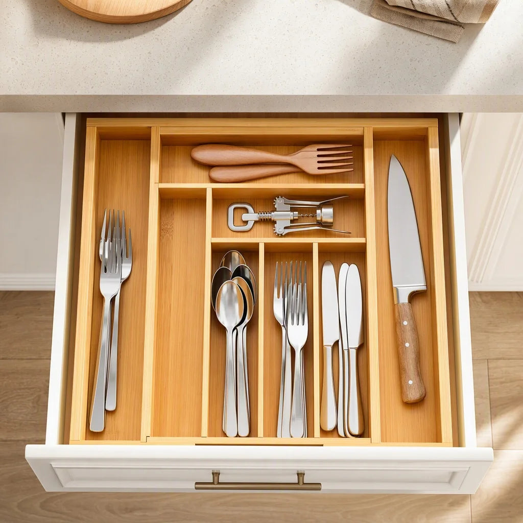 Wooden Expandable Drawer Organizer