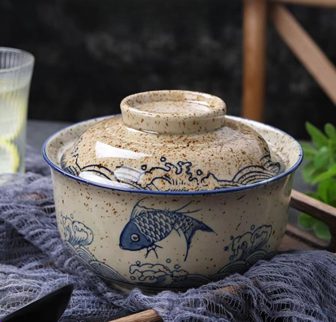 Japanese Style Ceramic Bowl with Lid