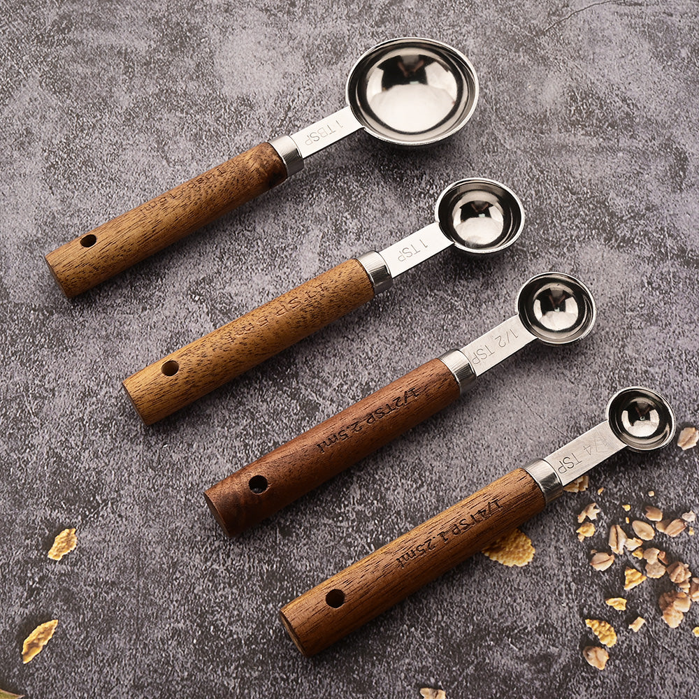 Measuring Cups/Spoons with Wooden Handles (Sets)