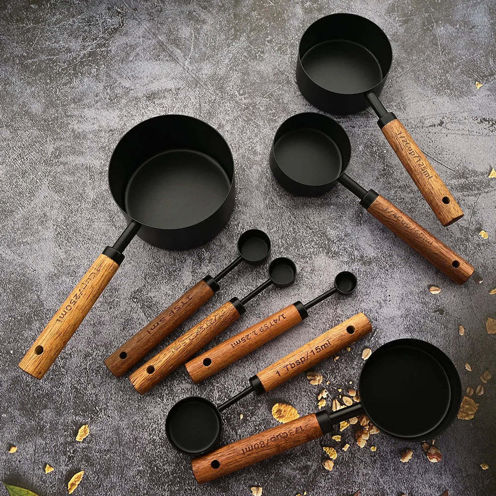 Measuring Cups/Spoons with Wooden Handles (Sets)