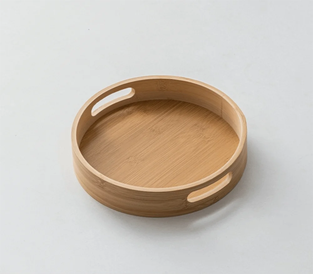 Wooden Round Tray with Handle