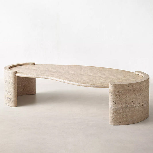 Beige Travertine Long Coffee Table