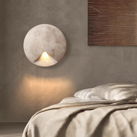 Round Organic Stone Wall Lamp