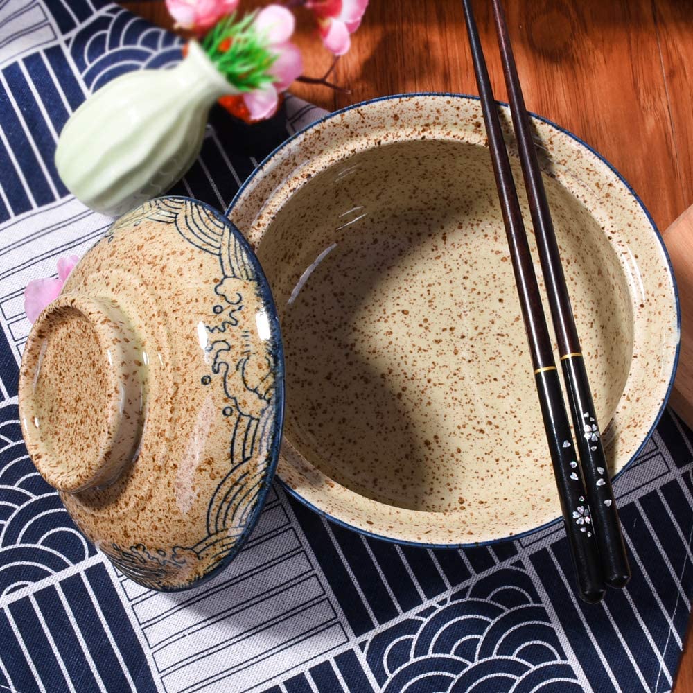 Japanese Style Ceramic Bowl with Lid