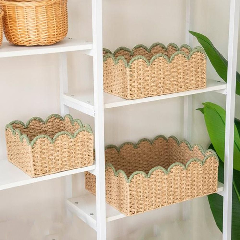 Green Curve Woven Storage Basket