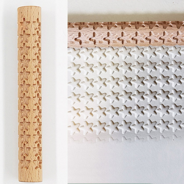 Mini Wooden Embossing Rolling Pins for Creative Baking
