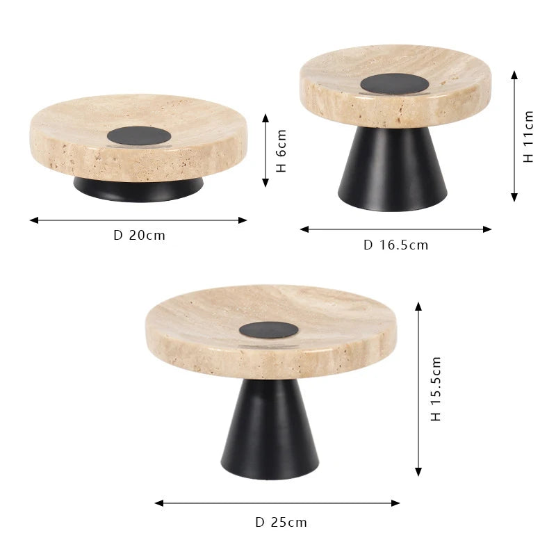 Light Lux Travertine Style Trays with Metal Base