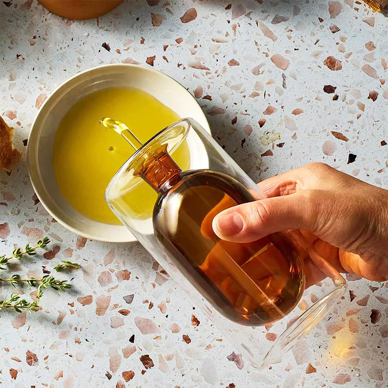 Double Glass Seasoning Oil Bottle Dispensers