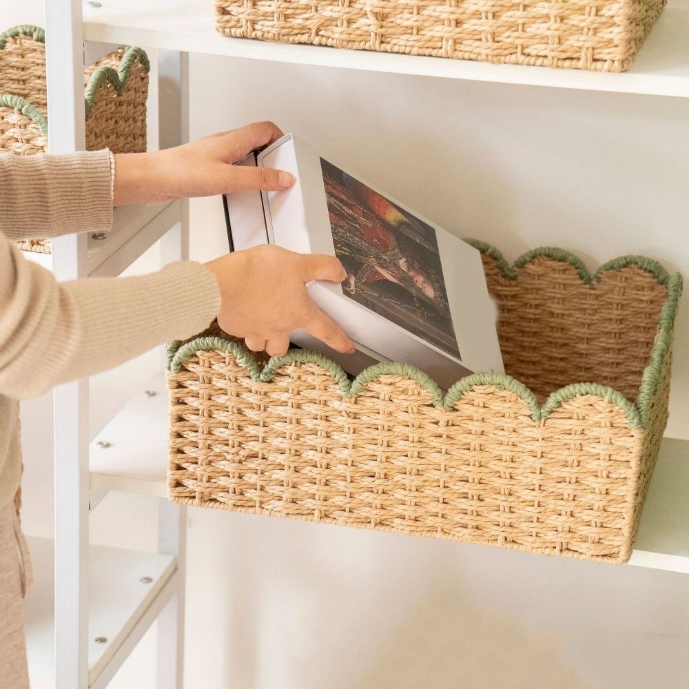Green Curve Woven Storage Basket