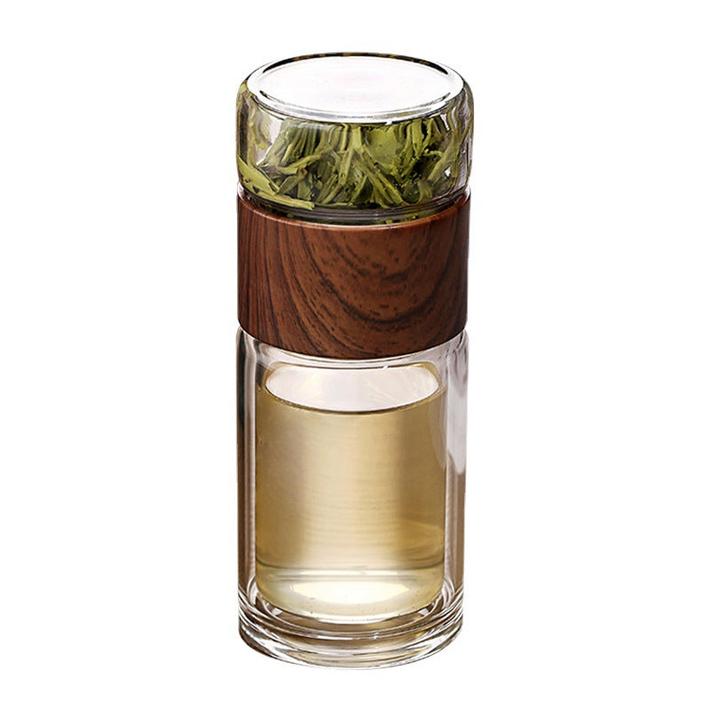 Glass Tea Bottle with Wooden Case and Infuser