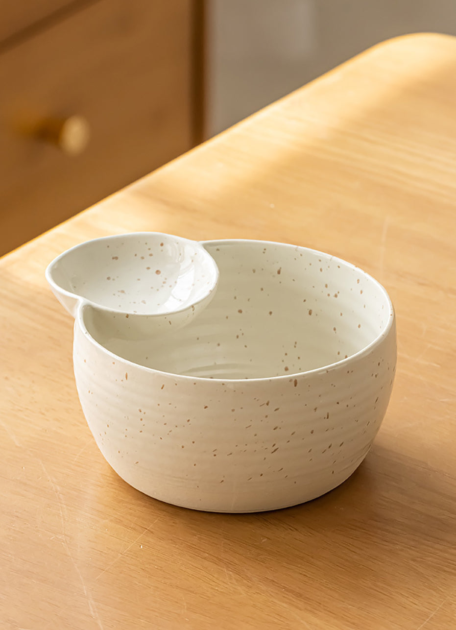 Ceramic Bowl with Built-in Sauce Dip