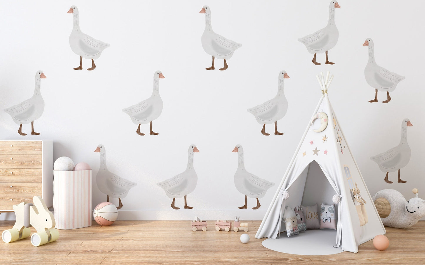 White Goose Peel and Stick Wallpaper