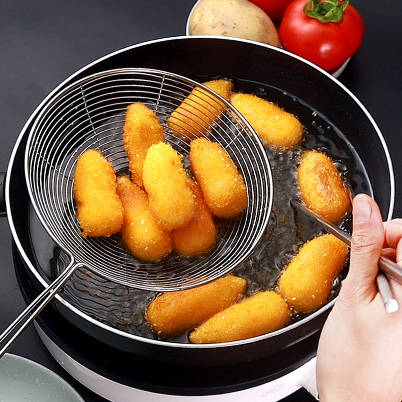Metal Double Round Deep Frying Spoon