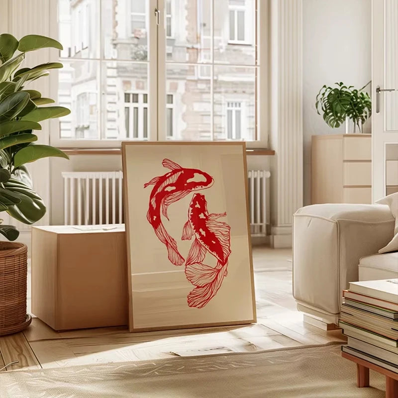 Red Koi Canvas Poster