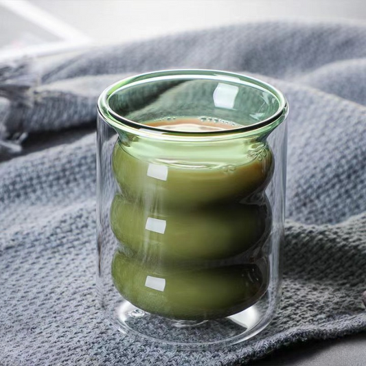 Double Layer Wavey Glass Cup