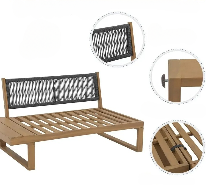 4-Piece Patio Sectional Sofa Set with Built-in Table