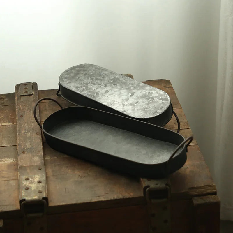 Retro Style Double Handle Metal Trays
