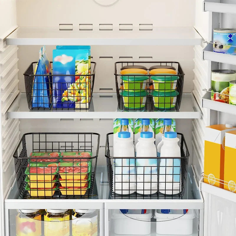 Metal Storage Baskets with Built-In Handles