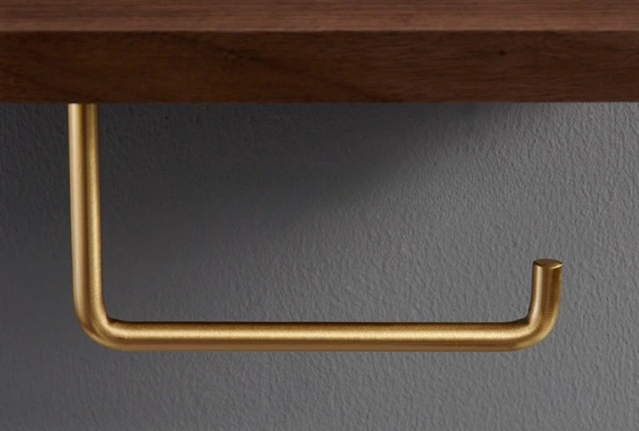 Wood & Brass Toilet Paper Holder