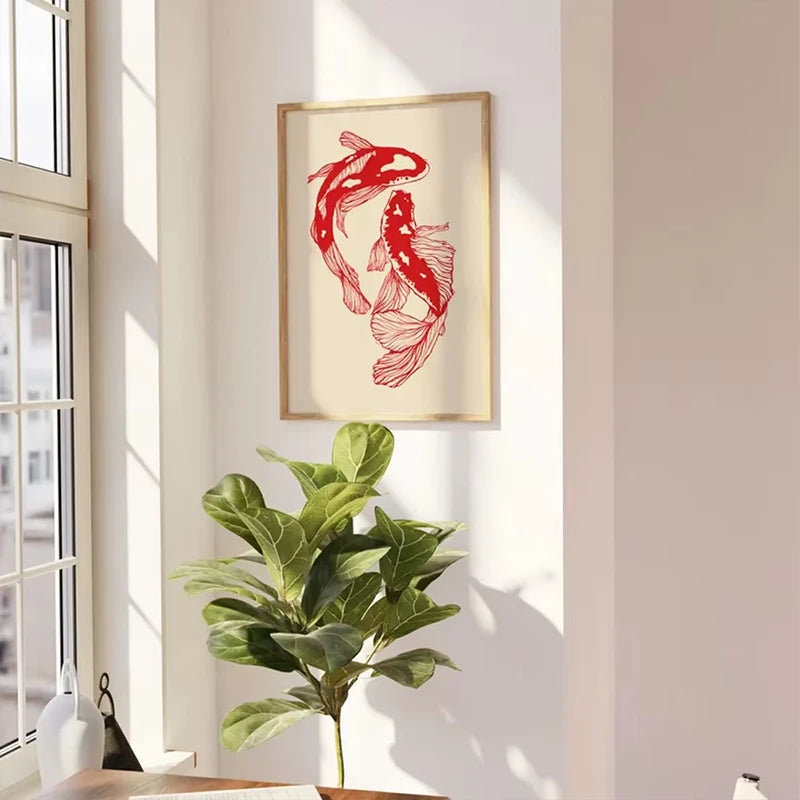 Red Koi Canvas Poster