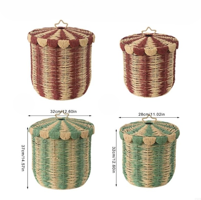 Circus Rattan Woven Baskets With Lid